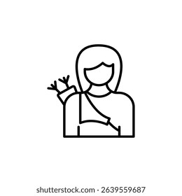 Minimalist Outline Illustration Of An Archer Female Figure Isolated On White