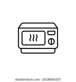 Ilustração minimalista que representa um aparelho de micro-ondas comum