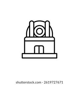 Minimalist outline illustration featuring an astronomical observatory building