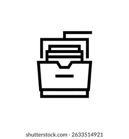 Minimalist outline illustration of a filing cabinet with files inside a drawer. Ideal for office, business and document management concepts. - Powered by Shutterstock - Get 15% off with code: PIKWIZARD15