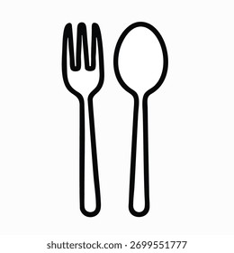 Ilustração minimalista de talheres de garfo e colher para necessidades de design de restaurantes e culinárias