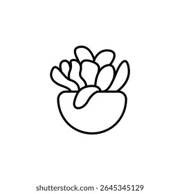Minimalist Outline Illustration Of A Potted Succulent Plant Design