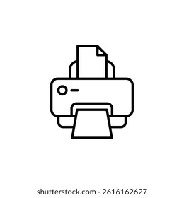 Minimalist outline illustration of a printer with paper insertion detail