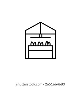 Minimalist Outline Illustration Of Seedlings In A Greenhouse Structure