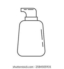 Minimalist outline illustration of a skincare pump bottle in a modern, thin-line style. Ideal for beauty, skincare branding, spa, wellness, product packaging, social media, and digital marketing.