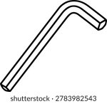 A minimalist outline illustration of a standard hexagonal Allen key tool used for assembling furniture and tightening bolts