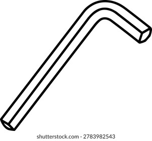 A minimalist outline illustration of a standard hexagonal Allen key tool used for assembling furniture and tightening bolts