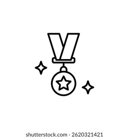 Minimalist outline illustration of star medal icon for achievement and success