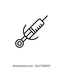 Minimalist Outline Illustration of a Syringe for Medical Usage and Vaccination