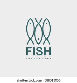 Minimalist outline image of fish. Logo for the fish shop or restaurant.