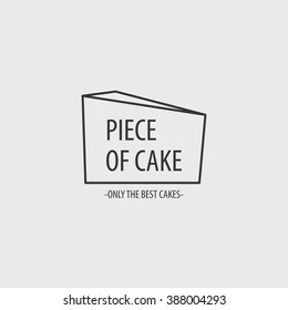 Minimalist outline image slices of cake can be a great logo for a stylish confectionery or bakery.