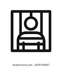 Minimalist Outline Inmate Behind Bars Symbol Icon Illustration
