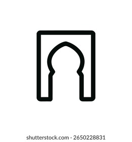 Esquema minimalista Forma de puerta islámica Elemento de diseño de icono de símbolo aislado