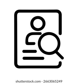 Minimalist Outline Job Application Icon with Magnifying Glass Symbol