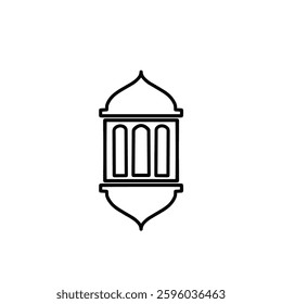 Minimalist outline lantern icon. Islamic style light source. Simple, clean design for various decorative or festive projects.