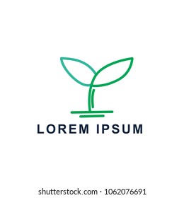 minimalist outline leaf logo template. plant logo vector. agriculture logo design