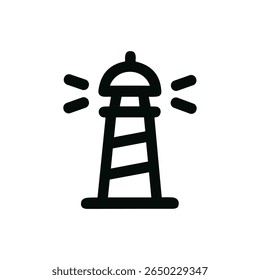 Minimalist Outline Lighthouse Beacon Navigation Simple Isolated Nautical Icon