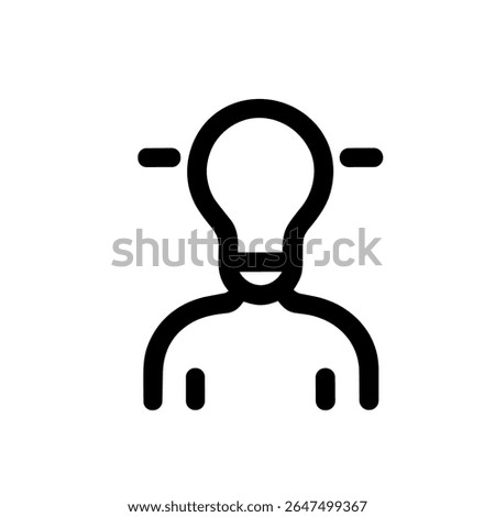 Minimalist Outline Man with Light Bulb Head Idea Innovation Icon