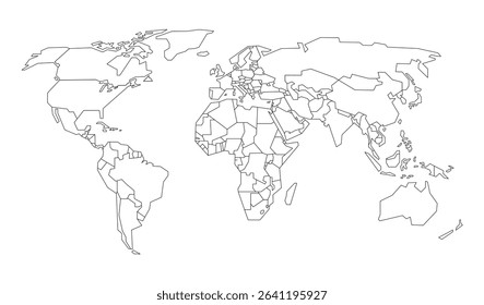 Minimalist outline map of the entire world
