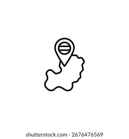 Minimalist Outline Map with Location Pinpoint and Abstract Design Element