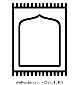 Minimalist outline of a Muslim prayer rug featuring a traditional niche design Suitable for religious or cultural themes