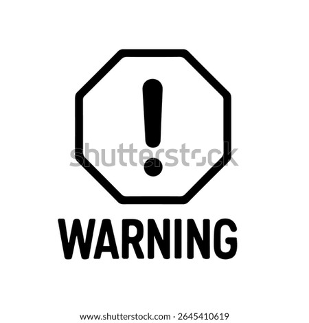 Minimalist Outline Octagon Warning Sign with Exclamation Mark Safety Icon