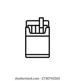 Minimalist Outline Open Cigarette Packet Line Art Smoking Addiction Icon