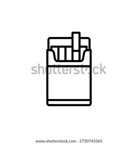 Minimalist Outline Open Cigarette Packet Line Art Smoking Addiction Icon