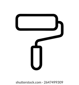 Minimalist Outline Paint Roller Tool Simple Line Art Icon Design