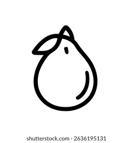 Minimalist Outline Pear with Leaf Handdrawn Fruit Food Illustration