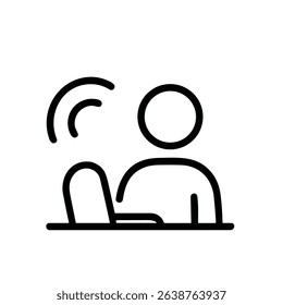 Minimalist Outline Person Waving Hand Hello Communication Line Icon