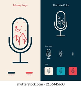 minimalist outline podcast logo concept