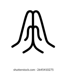 Minimalist Outline Praying Hands Gesture Line Art Symbol Icon