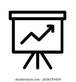 Minimalist Outline Presentation Board with Growing Chart Line and Upward Arrow Icon