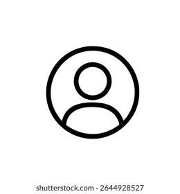 Minimalist Outline Profile Circle User Account Avatar Icon Shape