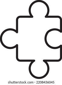 Minimalist Outline Puzzle Piece Vector Illustration