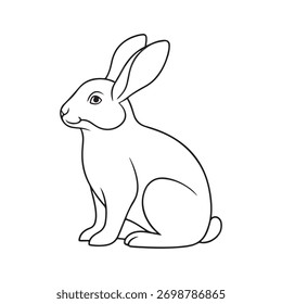 Ícone de vetor de coelho contorno minimalista - Elemento de design gráfico de coelho adorável