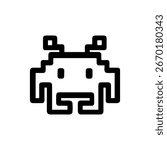 Minimalist Outline Retro Alien Invader Shape Graphic Icon