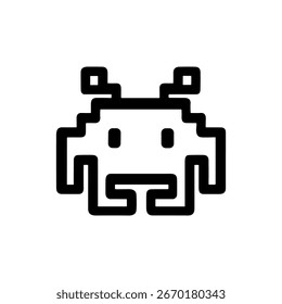 Minimalist Outline Retro Alien Invader Shape Graphic Icon