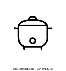 Ilustração minimalista da arte da linha do equipamento da cozinha do cozinheiro do arroz do contorno