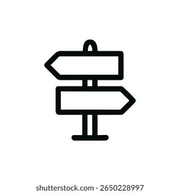 Minimalista Contorno Estrada Direcional Signpost Navegação e guia ícone simples