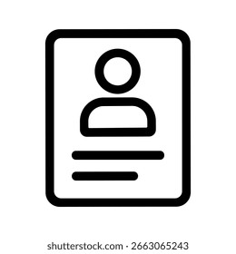 Minimalist Outline Rounded Corner Identification Card Shape Icon Symbol