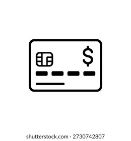 Minimalist Outline Rounded Corner Payment Card Dollar Sign Shape Icon