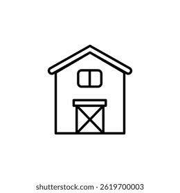 Delineamento minimalista de uma estrutura rural de celeiros, representando a agricultura
