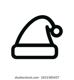 Minimalist Outline Santa Hat Christmas Holiday Decoration Design Element