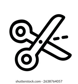 Minimalist Outline Scissors Cutting Line Sign Shape Icon Element Design