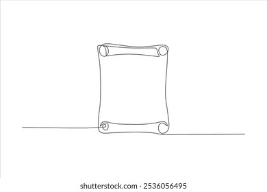 Um contorno minimalista de uma rolagem ou documento em uma superfície plana.