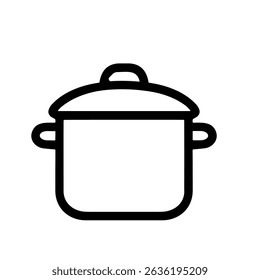 Minimalist Outline Simple Cooking Pot with Lid Kitchen Utensil Icon