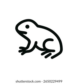 Minimalista Contorno Simples Sapo Anfíbio Sentado Ícone Ilustração Gráfica