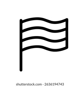 Minimalist Outline Simple Striped Waving Flag Sign Shape Icon
